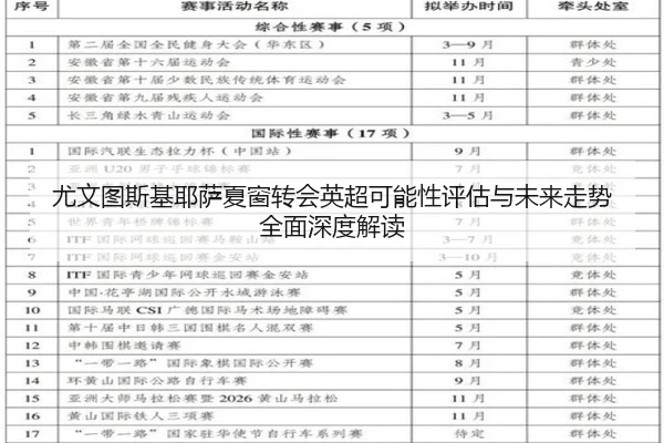 尤文图斯基耶萨夏窗转会英超可能性评估与未来走势全面深度解读